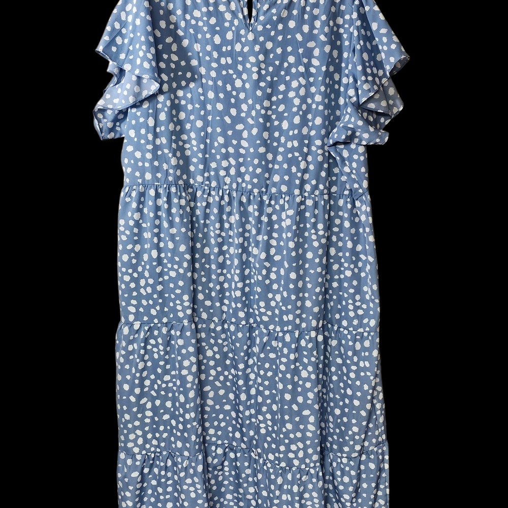 Blue Polka Dot Maxi Dress - Picture 2 of 4